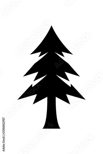 Black Silhouette Evergreen Tree Icon, Pine Tree Vector Graphic