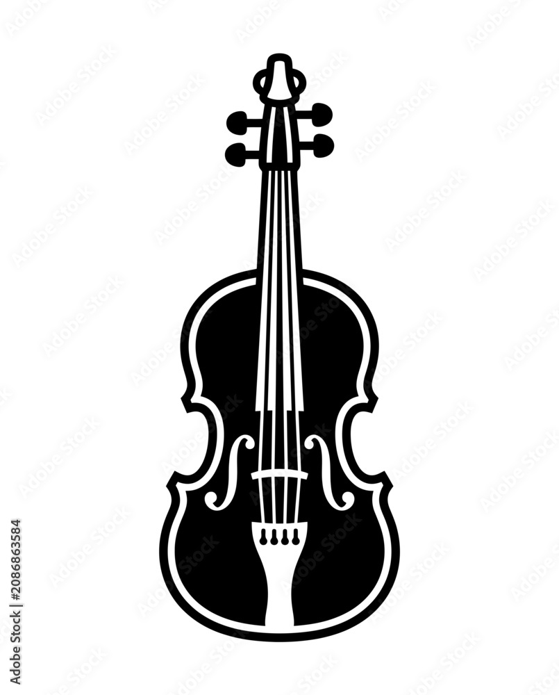 Fototapeta premium Classic Violin Silhouette - Elegant String Instrument Icon