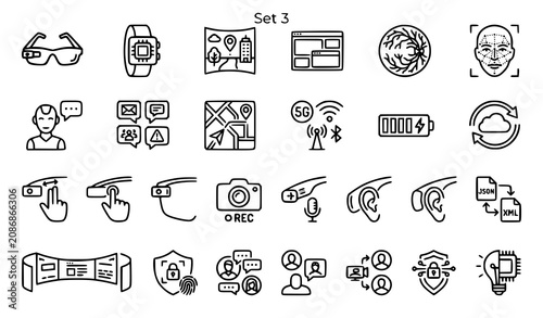 Minimal pet icons set veterinary care dog cat paw vaccine outline vector eps10