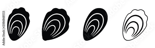 Foto Mussel shell or seafood icon set
