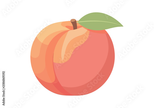 Foto Peach Fruit with Leaf and Slice.