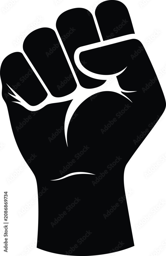 Obraz premium Silhouette vector of a raised fist showing strength and unity design