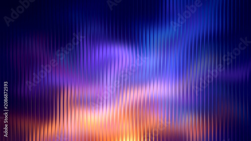 Fotografi Abstract glowing wavy lines with vibrant purple blue and orange light effects cr