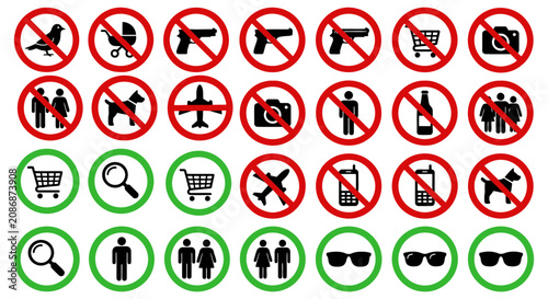 Prohibited and allowed icons set