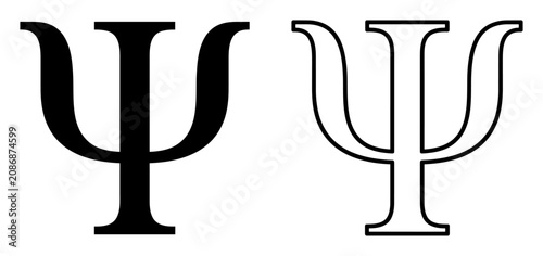 Black and white psi symbols isolated on transparent background