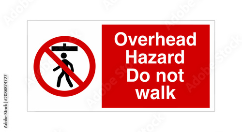 Foto Overhead hazard warning no walk sign