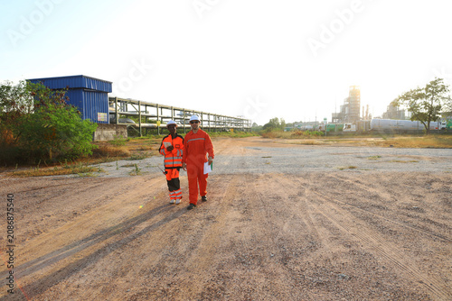 worker at the chimney or factory