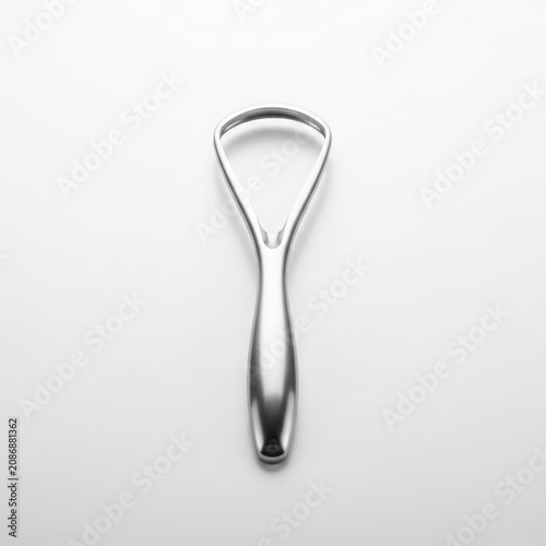 Stainless Steel Tongue Scraper Isolated on White Background