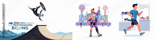2026 Beijing Cable Wakeboard & Running Sports Championship Illustration
