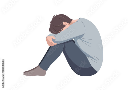 Photography Sad person sitting alone depressed.