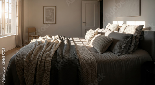 Peaceful Bedroom With Natural Light And Cozy Textures