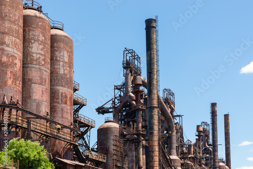 The iconic SteelStacks in Bethlehem, Pennsylvania, preserving the historic blast furnaces of the former Bethlehem Steel complex.