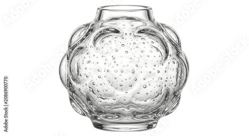 Foto Luxury round clear glass vase with bubbles