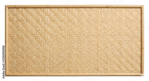 Fotografía Woven bamboo screen texture with wooden frame