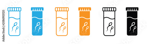 Bild auf Leinwand Sperm tube icons in test  in various colors for medical and scientific use vector illustration