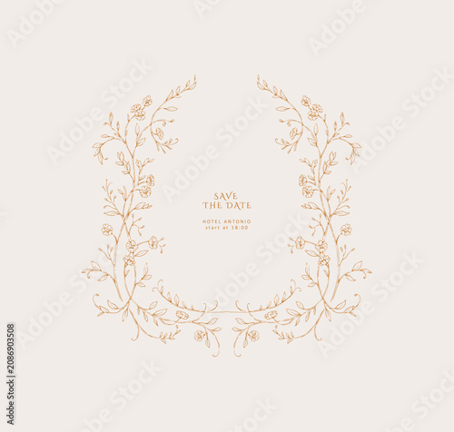 Schilderij op canvas Floral whimsical rococo frame