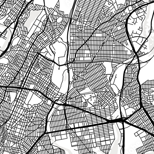 Symbol Map of the City The Bronx (New York, USA) showing the city center with a simple road network of black lines