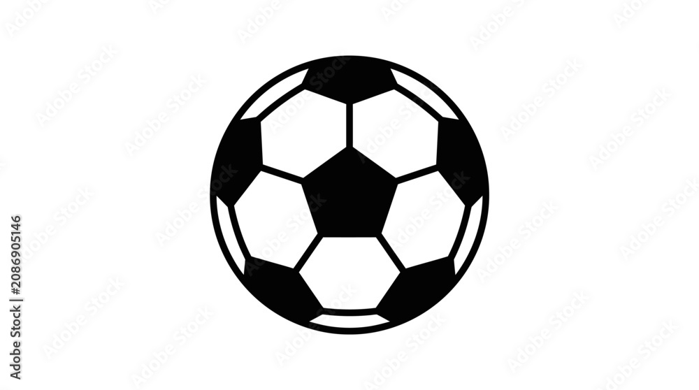 Fototapeta premium Classic soccer ball icon with pentagon pattern