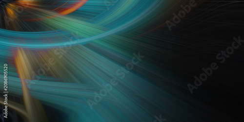Fotografie Abstract digital background with motion blur light streaks emanating from top corner creating vibrant cyan orange color curves