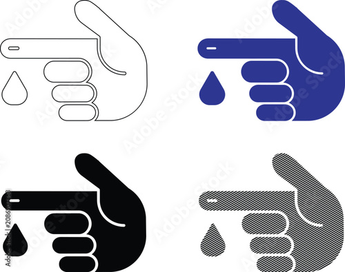 Canvastavla Vector illustration set of finger prick blood test icons in diverse styles