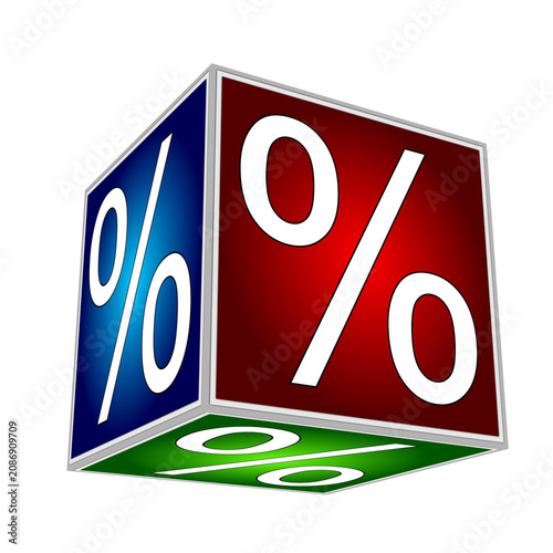 Cube with percent symbol - 3D illustration