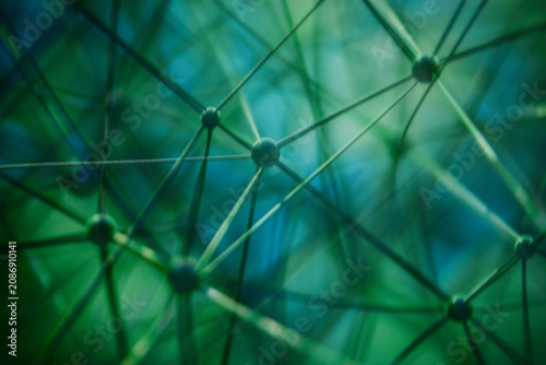 Abstract network structure with interconnected nodes and digital connectivity concept