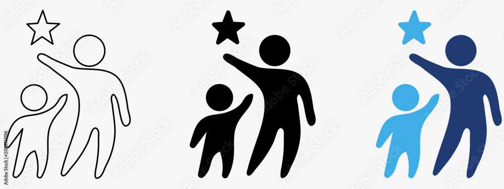 Fototapeta premium Mentorship Guidance Success icon collections. Containing Teacher, Child, Star, Growth and more icons.