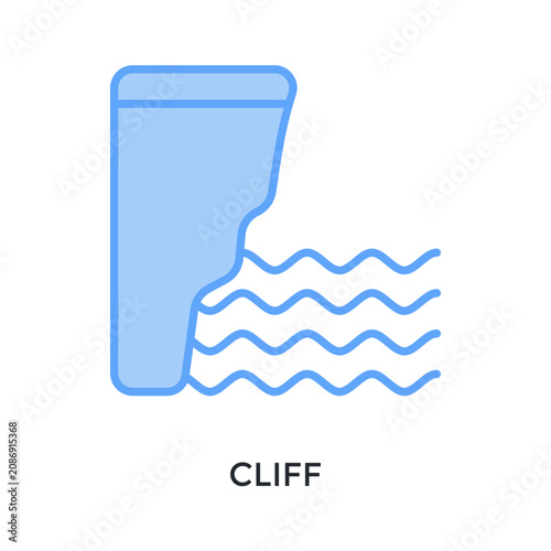 Bild auf Leinwand Cliff Icon Lineal Blue Style