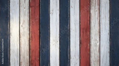 Rustic Wooden American Flag Background with Weathered Planks and Copy Space