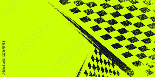 Racing background, sports race banner with dynamic grunge checkered shape ideal for sport themed events, racing posters, promotional flyers, cover, presentation backdrop and social media