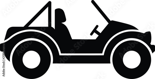 Tableau sur toile Silhouette vector dune buggy off road vehicle icon flat design