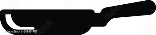 Silhouette vector frying pan kitchenware icon for culinary website design