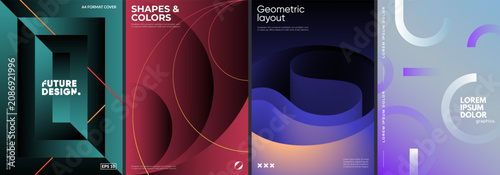 Futuristic posters collection with different abstract design.