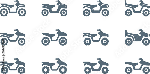 Foto All terrain vehicle quad bike icons set of monochrome vector illustrations isola