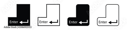 Photos Enter Key Icon Set Collection - Solid, Outline, Rounded and Line Style Keyboard