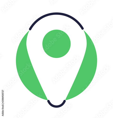 GPS location pin symbol, icon. Map marker, navigation sign. Geo tag pointer f...
