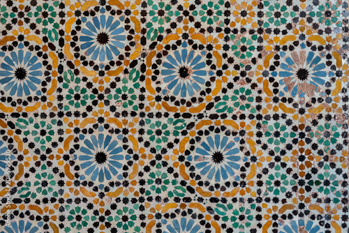 Foto Morocco - Tangier - Dar el-Makhzen - Polychrome Zellige Tilework Close-up