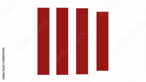 Red vertical bars on white background. Simple, bold design with varying heights. Minimalist style suitable for digital interfaces. Clean lines evoke modern design concepts