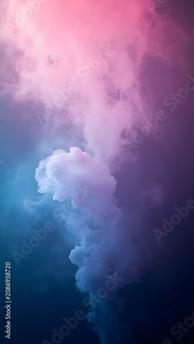Ethereal smoke swirls blending into gradient background & wavy layered paper-cut 3D effect with soft shadows vibrant abstract art collection

