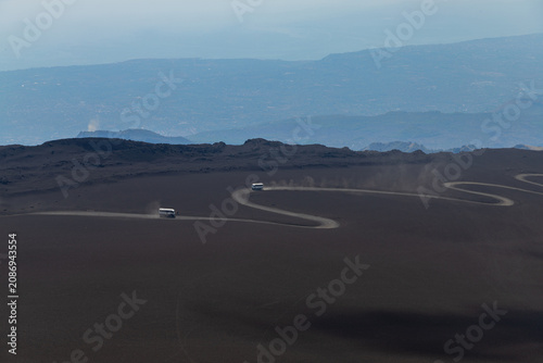 Tour bus on Mount Etna