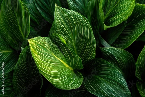 Macro view of exotic lush green plant foliage with delicate white speckled patterns variegated tropical botanical background houseplant rainforest gardening decorative speckled abstract