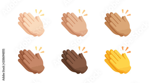 Collection of six minimalist clapping hands emoji icons.