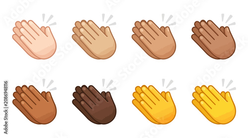 Obraz na plátně Collection of six minimalist clapping hands emoji icons.
