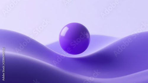 Smooth purple sphere on gentle waves