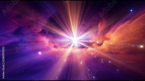 Cosmic explosion with vibrant nebula and starburst in space