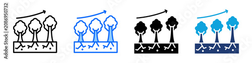 Bild auf Leinwand Forest Growth Icon Set Multi Style Vector Illustration