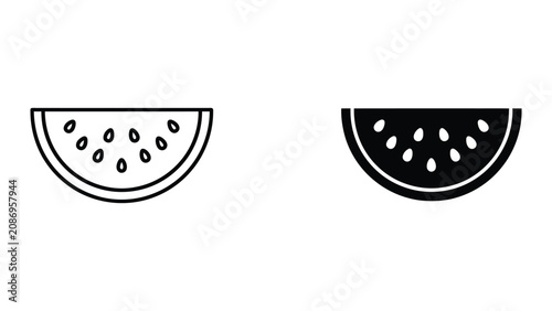 Canvas Print Professional Minimal Vector Icon Refreshing watermelon slice vector outline soli