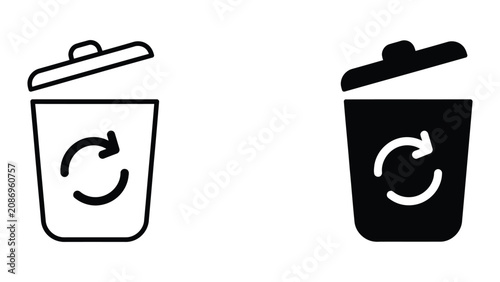 Schilderij op canvas Professional Minimal Vector Icon Trash can recycling bin icon Editable Stroke, O