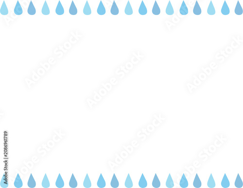 Cute frame of rain drops. Blue. Vector Illustration.