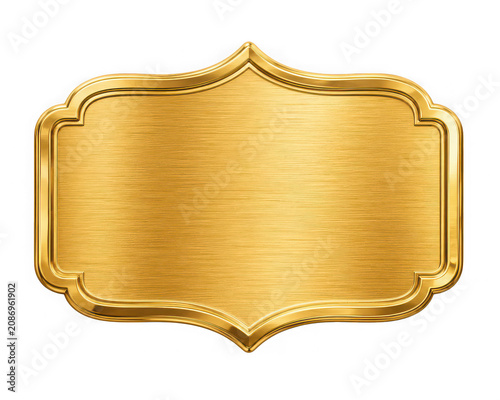 Elegant shiny gold vintage frame label isolated on transparent background